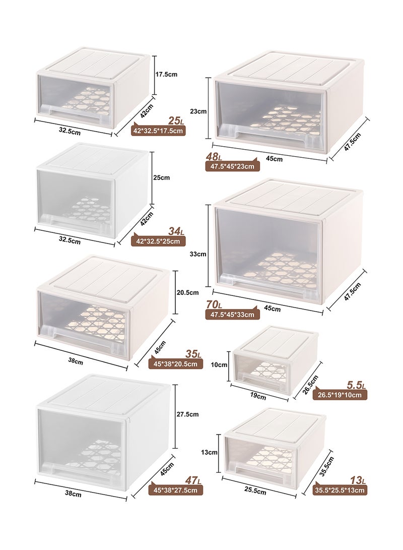 Ollieroo White Plastic Drawer Storage Box – Large PP Organizer with Smooth Pull-Out Drawer for Closet, Desk, and Bedroom Storage, Versatile Container for Clothes, Cosmetics, and Household Essentials, 42 × 32.5 × 25 cm - Image 3