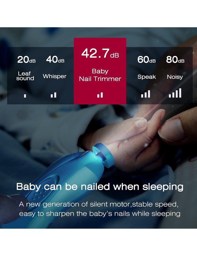 ELTRAZONE Baby Nail Clippers Baby Safe Electric Trimmer Nail File Kit for Newborn Infant Toddler Kids Toes and Fingernails - Care, Polish and Trim - 6 Grinding Heads and LED Light, Blue - Image 5