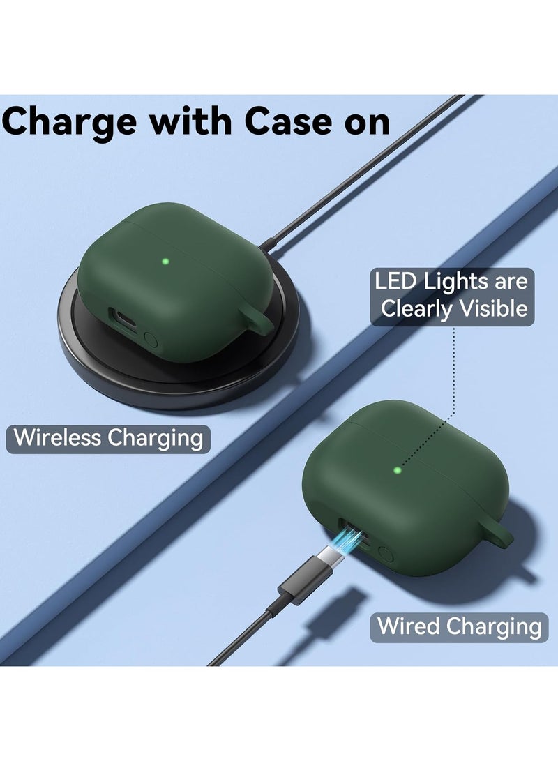 غطاء حماية سيليكون لسماعات سامسونج جالكسي بودز 3/جالكسي بودز 3 برو مع سلسلة مفاتيح (أخضر) - Image 4