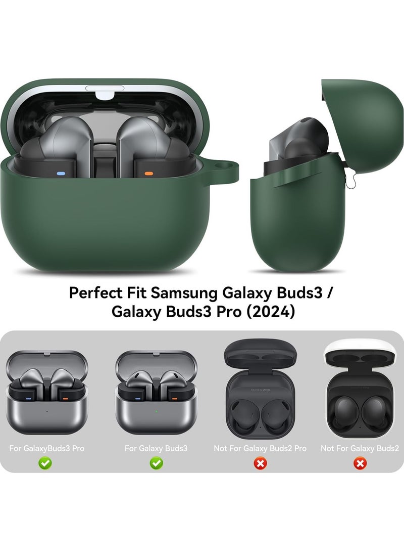غطاء حماية سيليكون لسماعات سامسونج جالكسي بودز 3/جالكسي بودز 3 برو مع سلسلة مفاتيح (أخضر) - Image 2