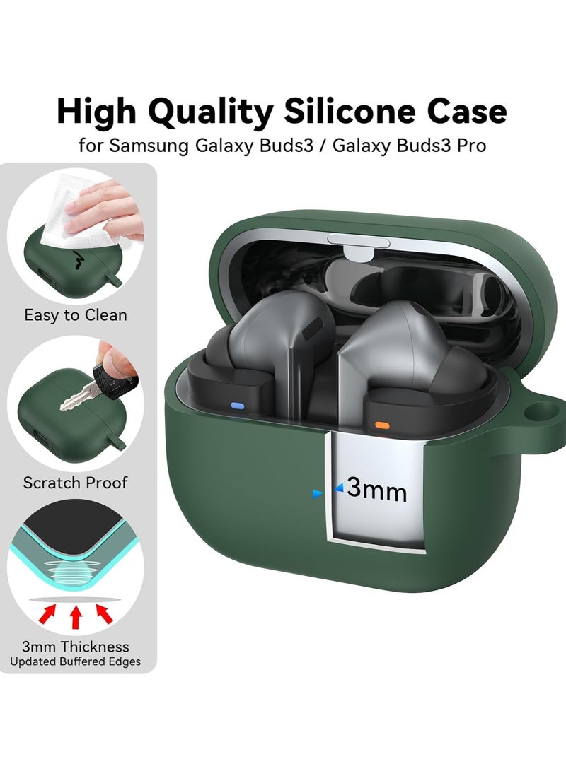 غطاء حماية سيليكون لسماعات سامسونج جالكسي بودز 3/جالكسي بودز 3 برو مع سلسلة مفاتيح (أخضر) - Image 3