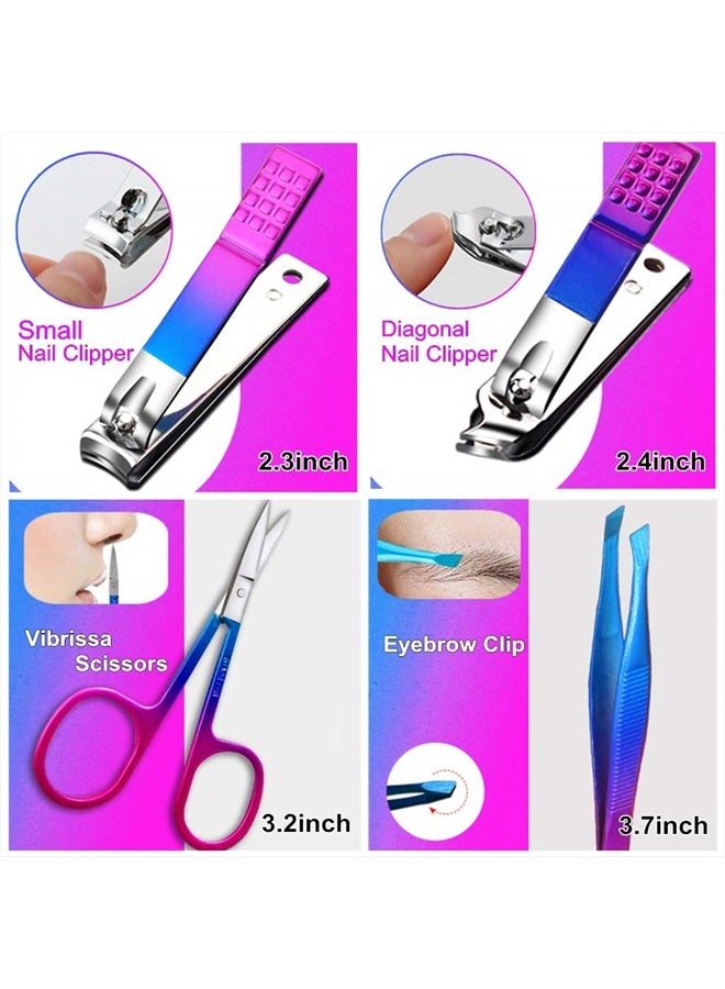 SHICEN Manicure Set Professional Nail Clippers Kit Pedicure Care Tools, Professional Women Grooming Kit 15Pcs, Great Gift（Colorful） - Image 3