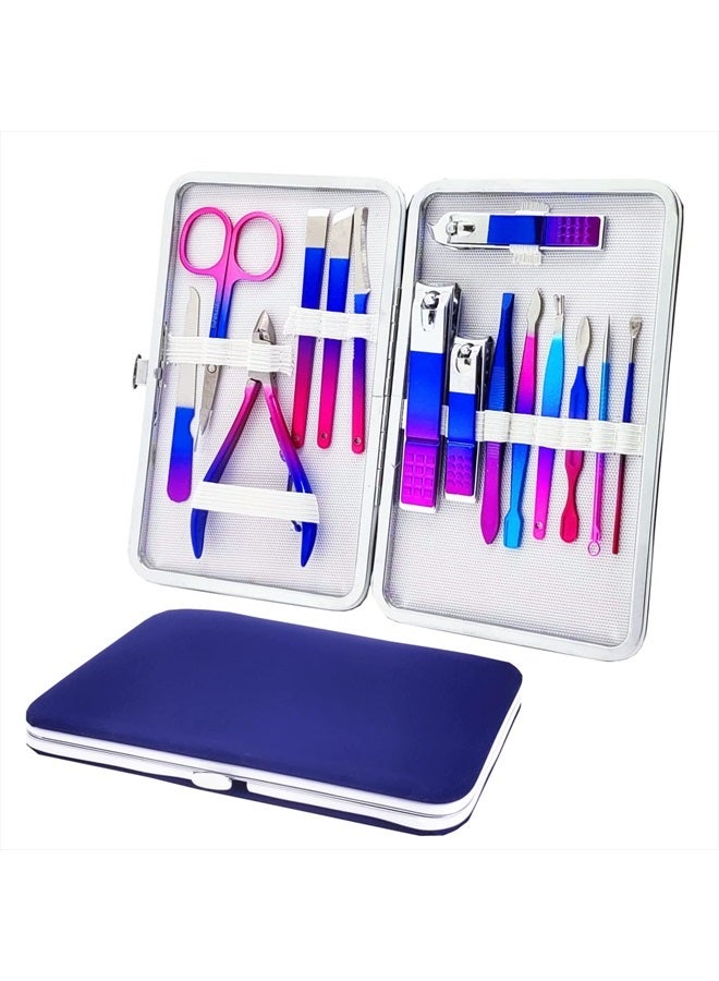 SHICEN Manicure Set Professional Nail Clippers Kit Pedicure Care Tools, Professional Women Grooming Kit 15Pcs, Great Gift（Colorful） - Image 1