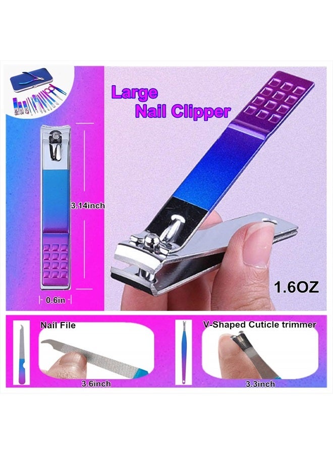 SHICEN Manicure Set Professional Nail Clippers Kit Pedicure Care Tools, Professional Women Grooming Kit 15Pcs, Great Gift（Colorful） - Image 2