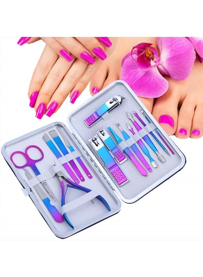 SHICEN Manicure Set Professional Nail Clippers Kit Pedicure Care Tools, Professional Women Grooming Kit 15Pcs, Great Gift（Colorful） - Image 5