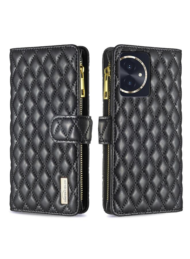 اس-توب جراب هاتف Honor 100 Diamond Lattis مع محفظة جلدية قابلة للطي وسحاب - Image 1