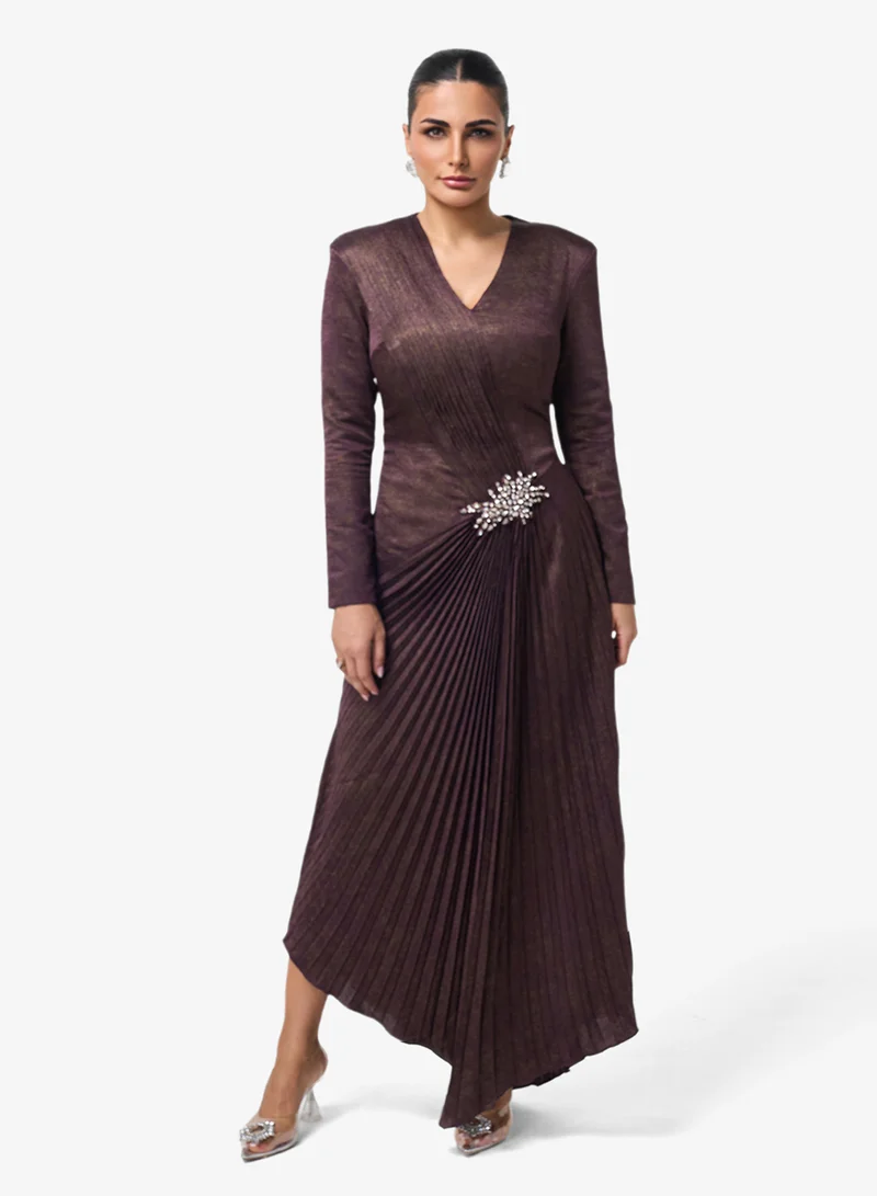 ثريدز باي اجوني Pleated Long Sleeve Maxi Dress