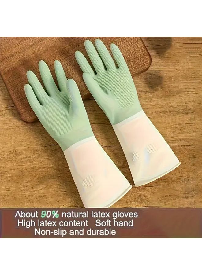 Heavy Duty L Size Green Kitchen Gloves Anti Slip Grip Dishwashing Cleaning Housework - Image 3