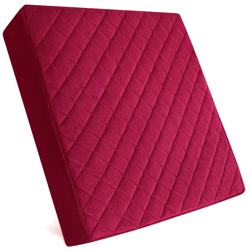 COMFORTANZA Soft 18x18x3 Memory Foam Seat Cushion for Kitchen Dining Office Chairs Car Seats  Washable Velvety Cover with Waterproof Layer  NonSlip Base  Comfort  Back Pain Relief  Burgundy
