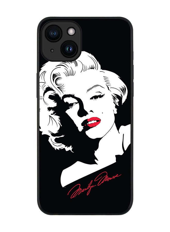 Stylizedd Cover for iPhone 15 Case Rugged Black Slim fit Soft Flexible Anti Drop TPU Gel Thin Protective Phone Cases - Marilyn Monroe - Image 1