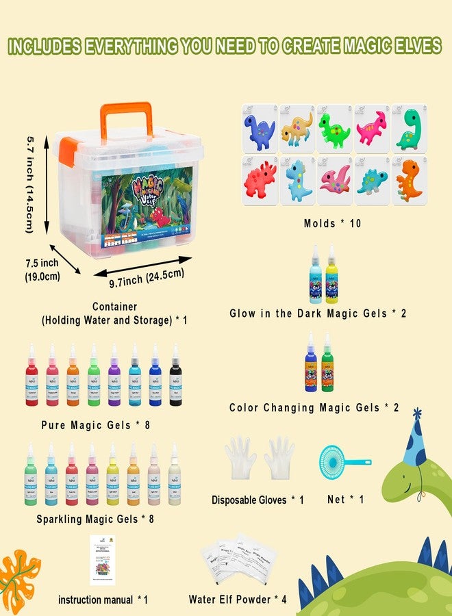 Kiditos Dinosaur Magic Water Elf Toy Kit-Squishies for Kids, 20 Gels & 10 Molds, Magic Gel Water Pets Sensory Toy, Fun DIY Craft Kit, Party Favors, Birthday for Kids Ages 3+ - Image 4