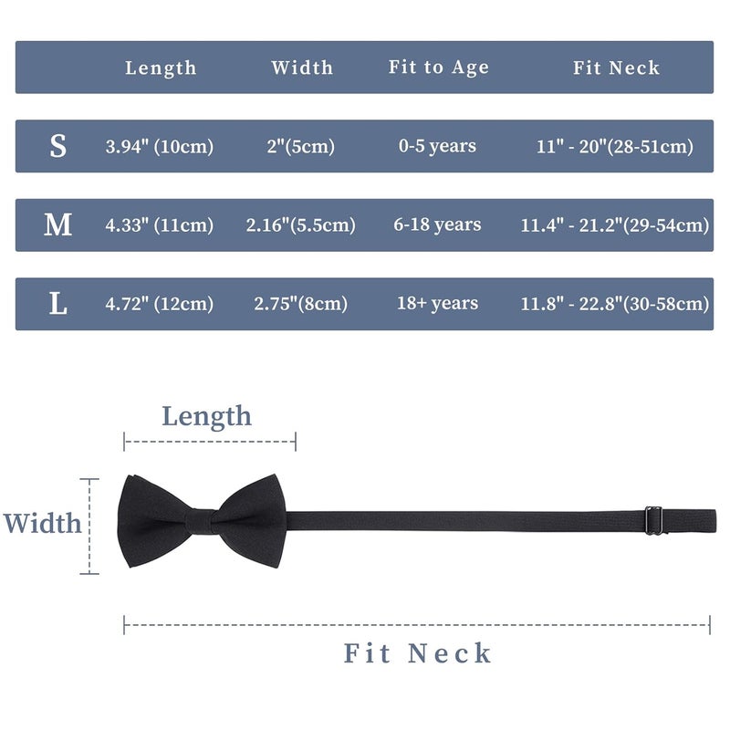 WELROG Classic Pre-Tied Bow Tie for Children & Adults Solid Color Adjustable Bowtie - Image 2