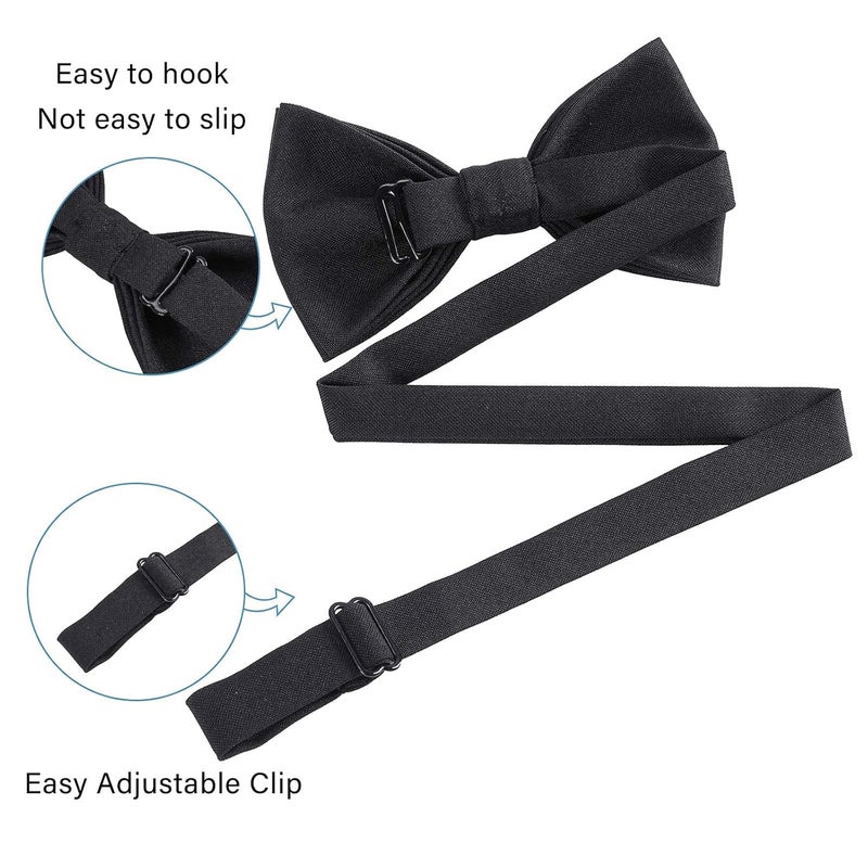 WELROG Classic Pre-Tied Bow Tie for Children & Adults Solid Color Adjustable Bowtie - Image 3