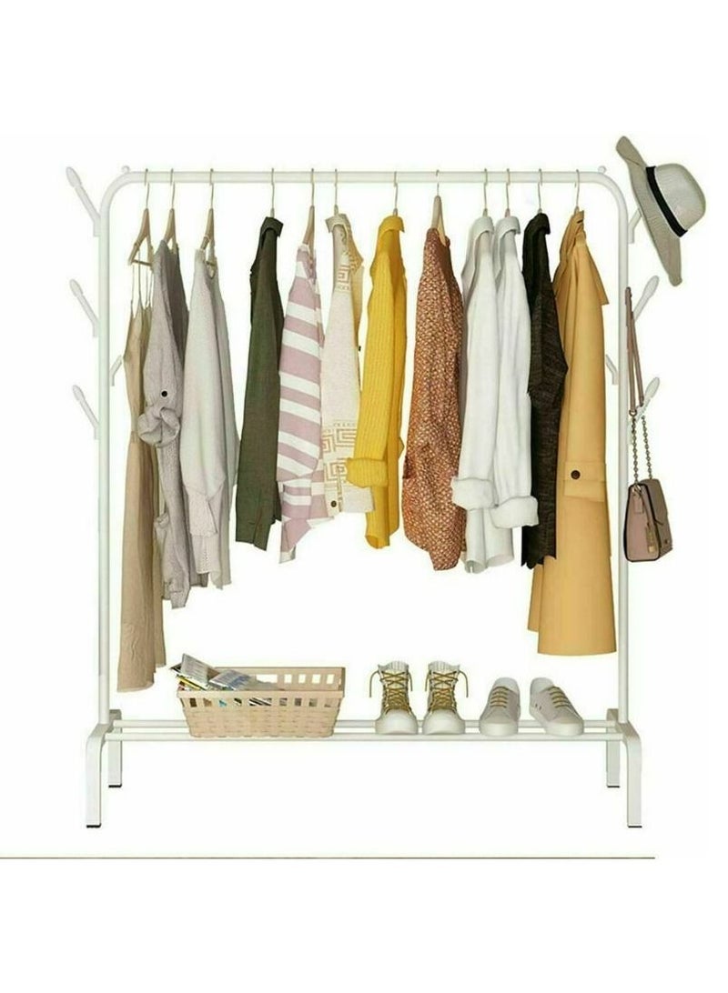DubaiGallery Clothes Rail Stand White for Indoor Outdoor, Clothing Hanger Stand Single-pole Rod Drying Stand Rack For Balcony Hanging Clothes Heavy Duty Steel - Image 1