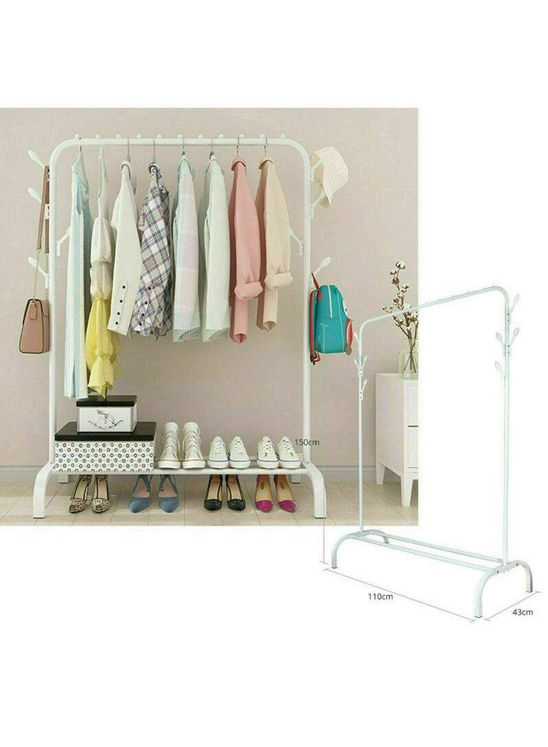DubaiGallery Clothes Rail Stand White for Indoor Outdoor, Clothing Hanger Stand Single-pole Rod Drying Stand Rack For Balcony Hanging Clothes Heavy Duty Steel - Image 3