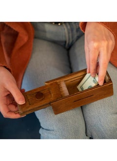 Bits and Pieces Bits and Pieces - Stash Your Cash - Secret Puzzle Box - Camouflage Your Cash Money Holder - Brain Teaser - Wooden Secret Compartment  - Image 5