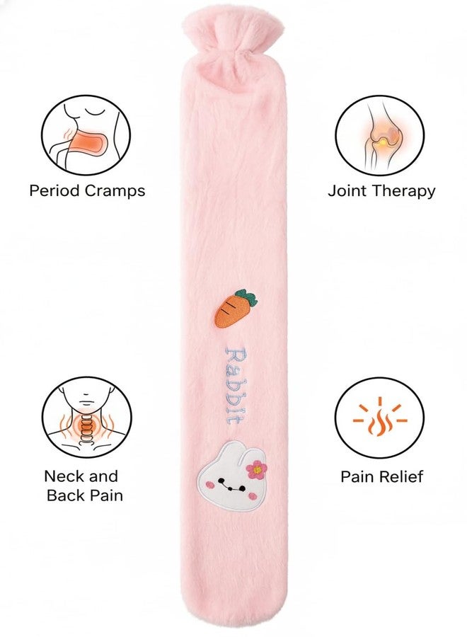 MENOVAS Extra Long 2L Hot Water Bottle with Super Soft Fleece Cover, Durable Natural Rubber, Long Lasting Warmth for Neck, Back & Body, Winter Comfort, Hand and Foot Warmer for Waist - Hot Water Bag (Pink) - Image 4