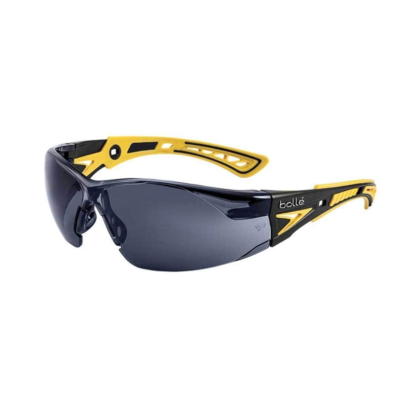 bollé Bolle Safety Bollé Safety 40253, Rush+ Small Safety Glasses Platinum®, Yellow & Black Frame, Smoke Lenses - Image 5