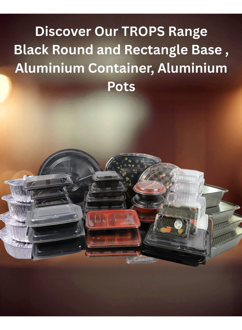 TROPS Disposable Microwaveable Rectangle Black Base Container with Clear Lid (RE-12). (50 PCS, Black, 12 Ounce- 355 ml) - Image 5