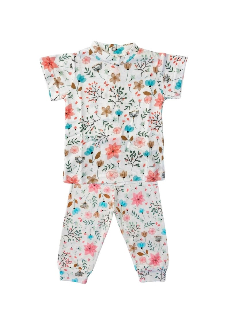 Rand Baby Pack of 2 Baby Girl Short Sleeve Top and Pants Pajama Set - Image 2
