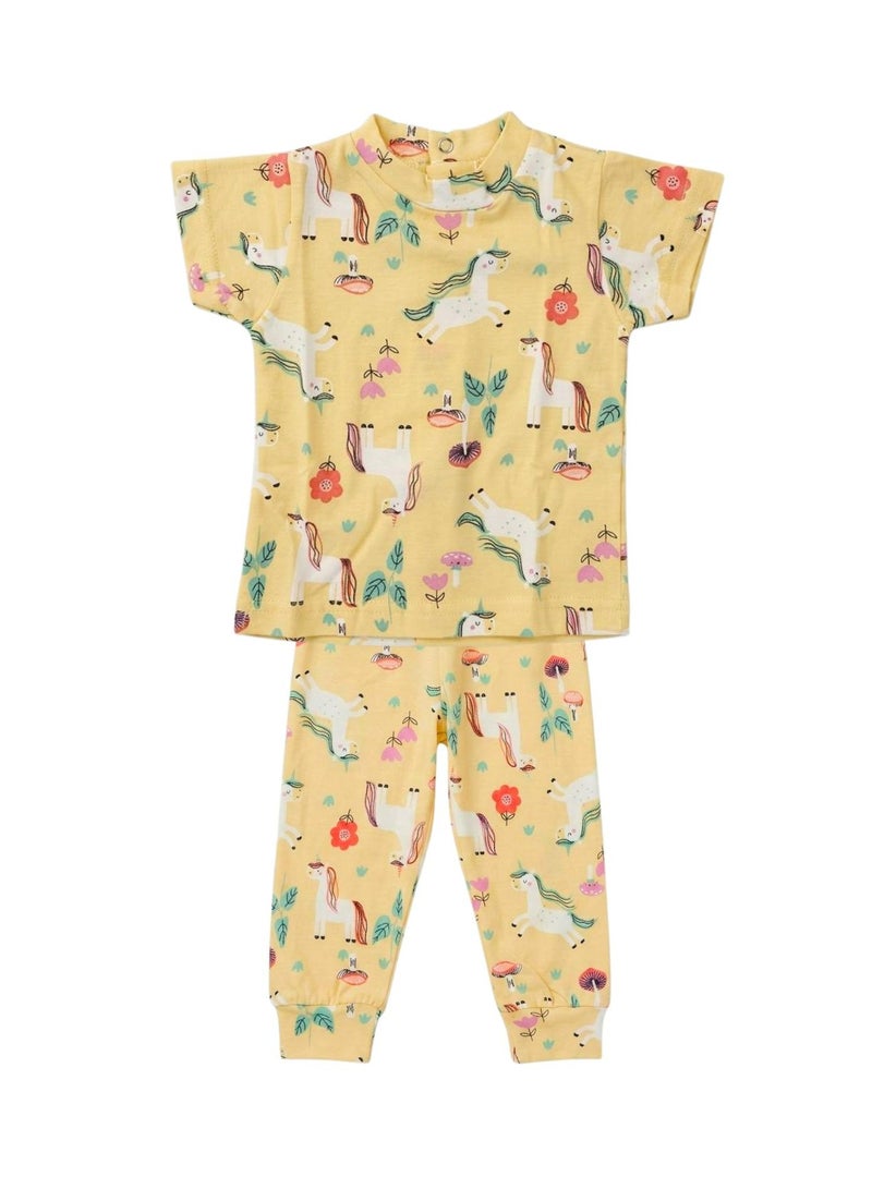 Rand Baby Pack of 2 Baby Girl Short Sleeve Top and Pants Pajama Set - Image 3