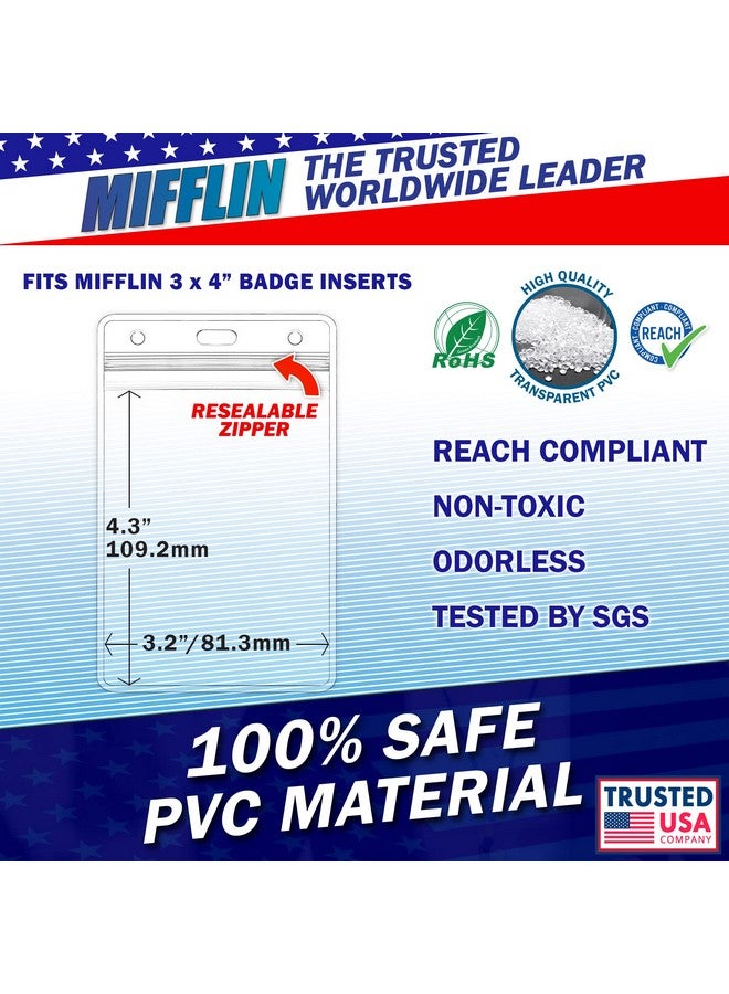 Mifflin-USA Large (L) Vertical ID Badge Holders (Clear, 3x4 inch, 250 Pack), Plastic Nametag Covers with Zipper, Name Tag Holder - Image 4