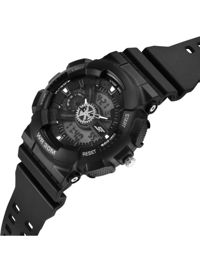 Sonata 77137PP04 Men's Analog-Digital Watch – Black Dial, Black Polycarbonate Strap, Dual Time Display, 30m Water-Resistant - Image 2