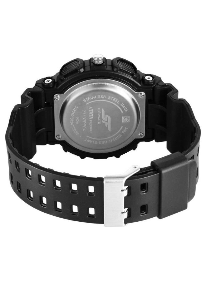 Sonata 77137PP04 Men's Analog-Digital Watch – Black Dial, Black Polycarbonate Strap, Dual Time Display, 30m Water-Resistant - Image 4