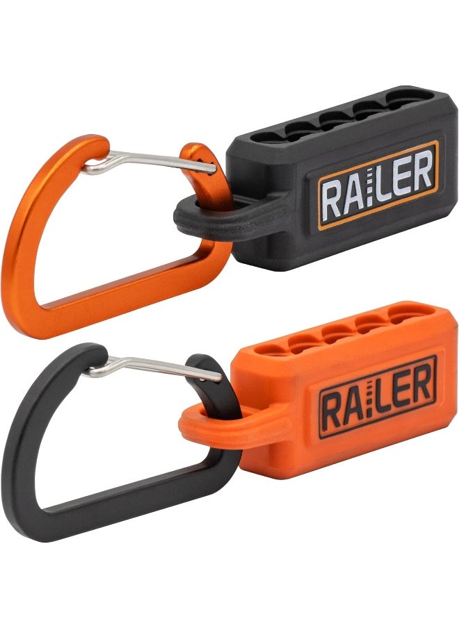 Generic - Railer Screwdriver Bit Holder Storage Organizer – 5-Hole Black and Orange Bit Holder with Carabiner - 2 Pack - Image 1