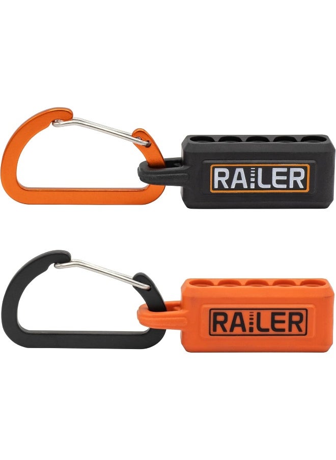 Generic - Railer Screwdriver Bit Holder Storage Organizer – 5-Hole Black and Orange Bit Holder with Carabiner - 2 Pack - Image 1