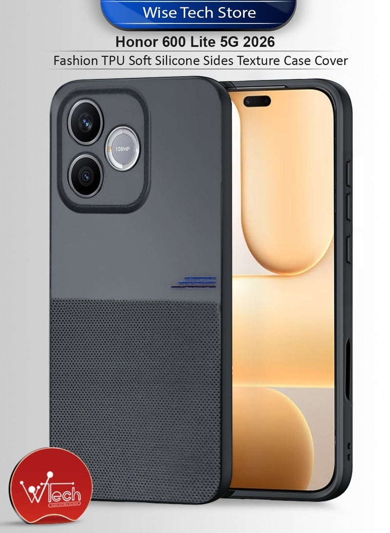 Wtech Honor 600 Lite 5G 2026 Fashion TPU Soft Silicone Sides Texture Case Cover - Black & [2 PACK] Honor 600 Lite 5G 2026 Premium E2E Series Full Glue Full Cover Tempered Glass Screen Protector (MSGECN) - Clear/Black Bundle - Image 2