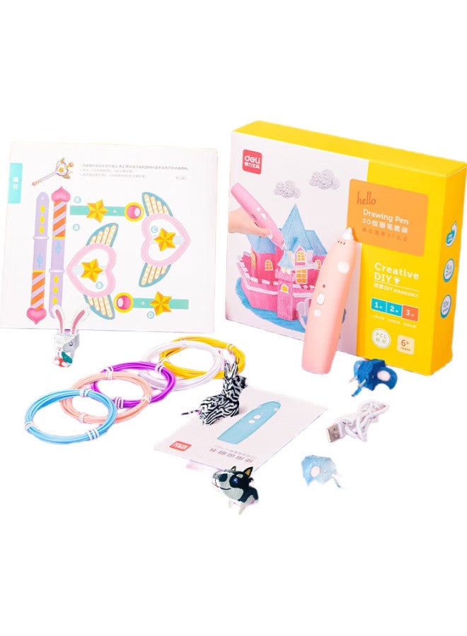 Deli 3D Printing Pen, Wireless Low-Temperature Drawing Pen, Educational Toy, Doodle Pen, Diy Craft Kit, Graduation, Children'S Day, Birthday Gift For Girls (With 5 Colors Of Consumables), Pink - Image 1