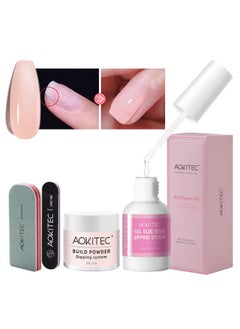 Aokitec Nail Repair Kit 28G Jelly Pink Build Powder For Broken Cracked Split Weak Nails With Nail Repair Solution Emergency Easy Quick Diy Natural Crystal Pink Nails  - Image 1