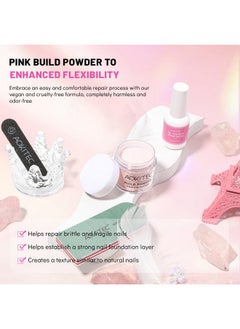 Aokitec Nail Repair Kit 28G Jelly Pink Build Powder For Broken Cracked Split Weak Nails With Nail Repair Solution Emergency Easy Quick Diy Natural Crystal Pink Nails  - Image 4