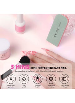 Aokitec Nail Repair Kit 28G Jelly Pink Build Powder For Broken Cracked Split Weak Nails With Nail Repair Solution Emergency Easy Quick Diy Natural Crystal Pink Nails  - Image 2