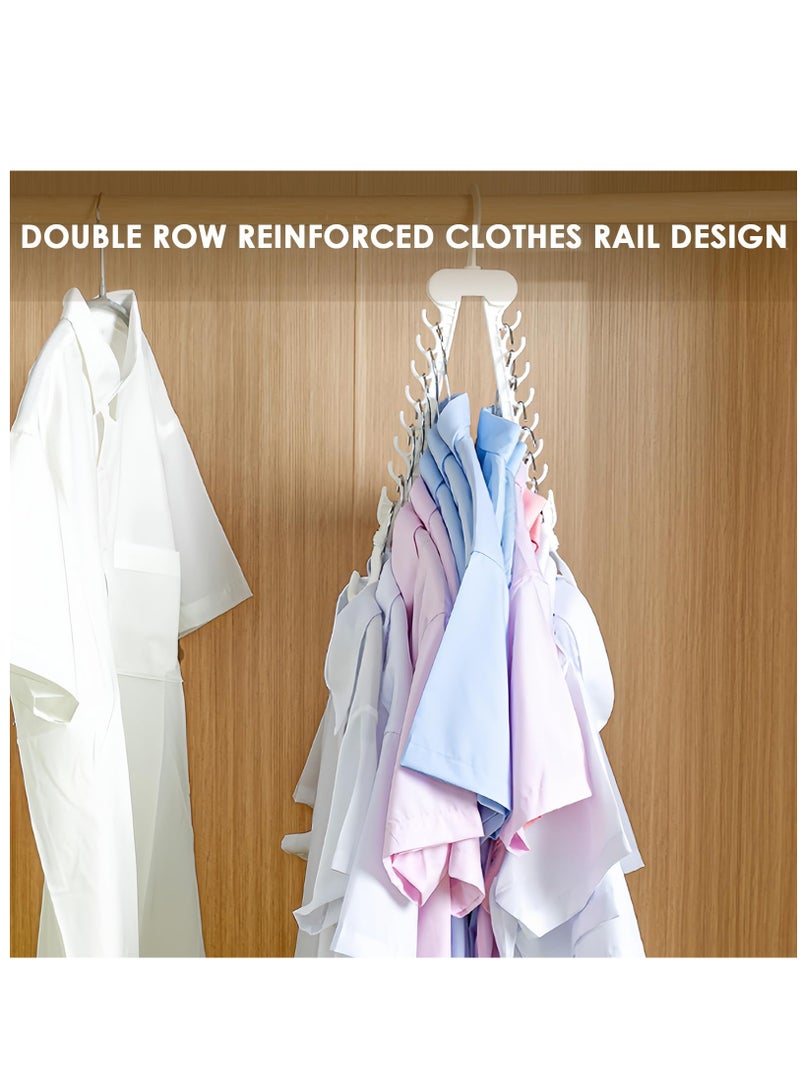Excefore Space Saving Hangers for Clothes, Closet Organizers and Storage, Portable Folding Clothes Drying Rack with 16 Holes, White - Image 3