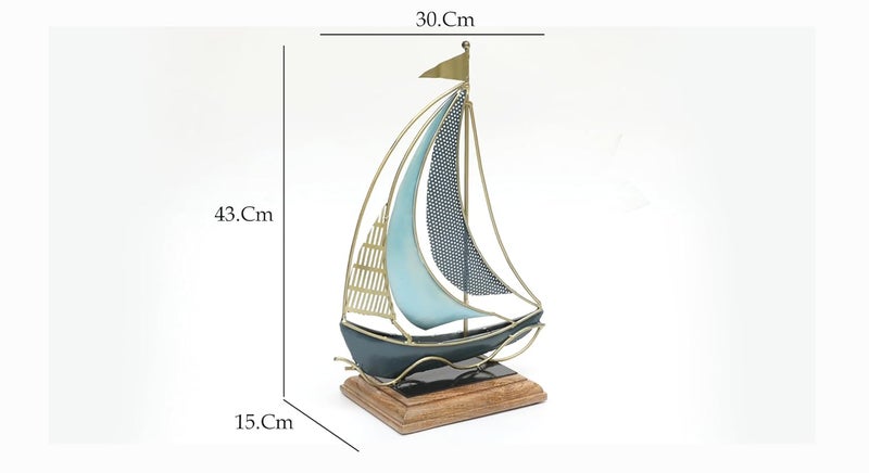 vedas vedas Multicolour Metal Wood Gale Boat Ship Model Figurine Showpiece for Living Room Bedroom Hall Hotel Office Home Decor 12 x 17 inches  - Image 4