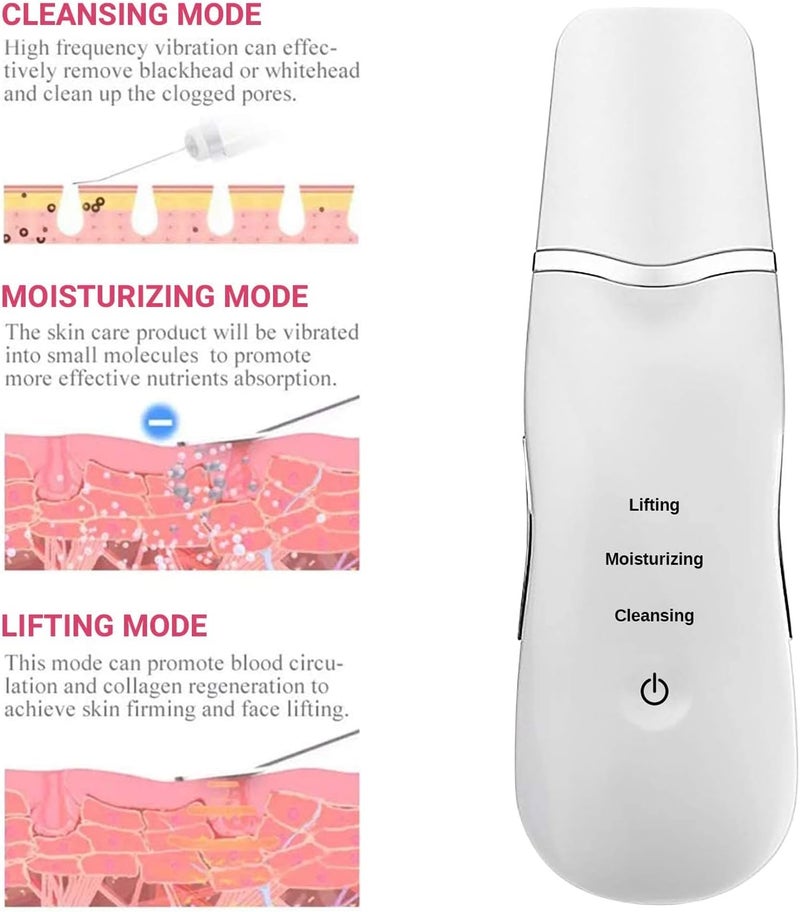Concepta Ultrasonic Shovel Machine for Facial Skin Scrubber Lifting Moisturizing & Cleansing Skin Dirt Blackhead Remover Peeling Tool,Pore and Exfoliator, Comedone Extractor Treatment (Multicolor) - Image 5