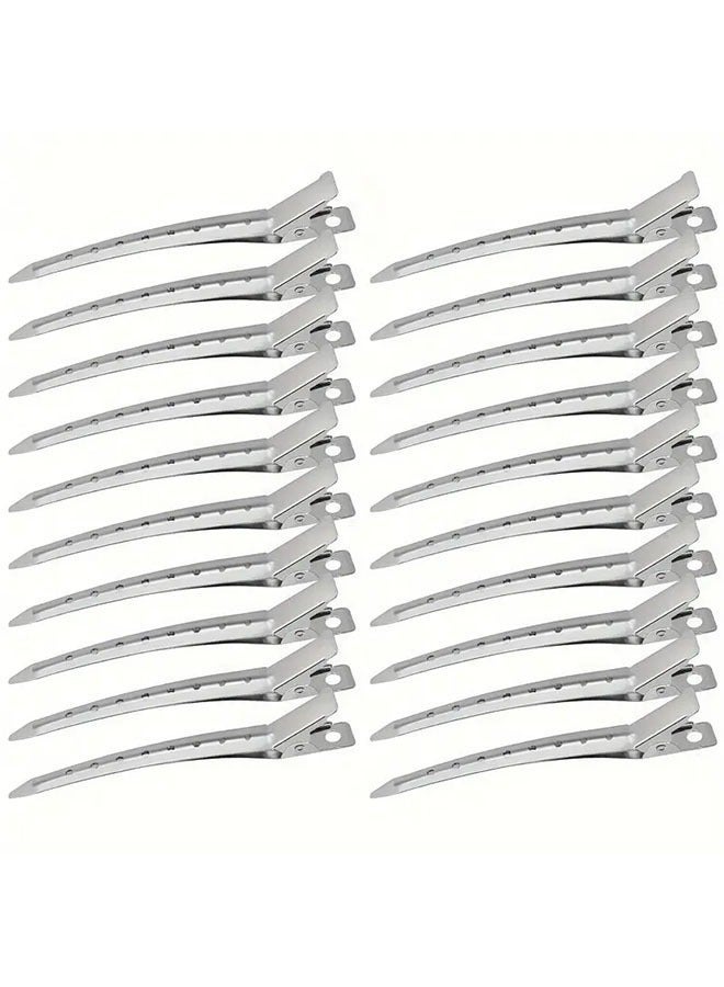 20-Piece Duck Bill Hair Clips Set 9cm | Silver 3.5inch Non-Slip Hairpins for Women/Girls | Multi-Use Hair Accessories for Daily/Party/Wedding Styles (Silver) - Image 1