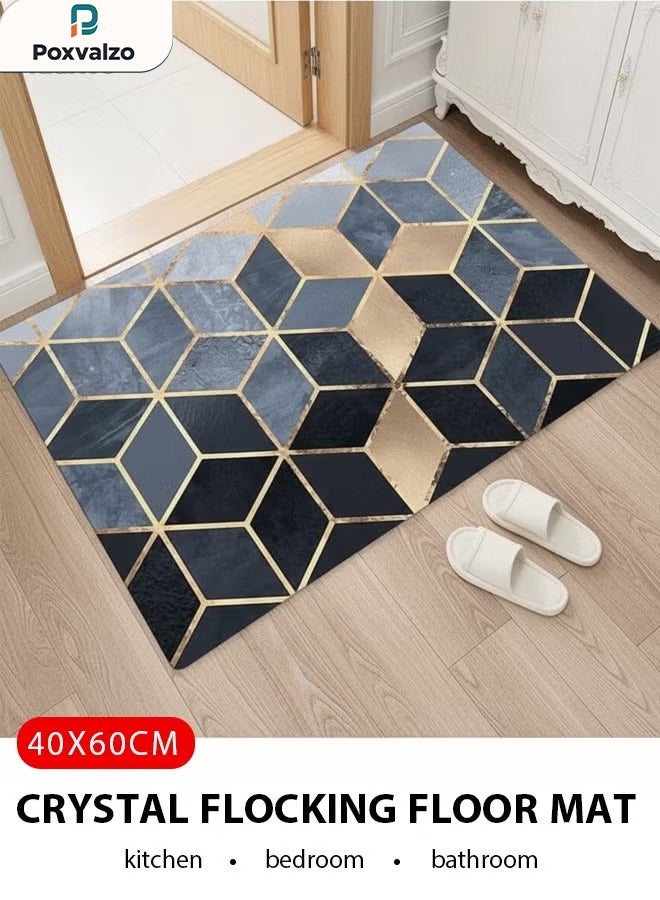 Poxvalzor 40 x 60 cmDoormats,Mats,Home kitchen floor mat,Anti dirty bathroom floor mat,Kitchen Rug And Mat,Water absorbing,Draining mat,oil absorbing, anti slip mat, household carpet,3D geometric pattern carpet floor, anti slip carpet floor Suitable for kitchen, bathroom, doorstep, bedroom - Image 1