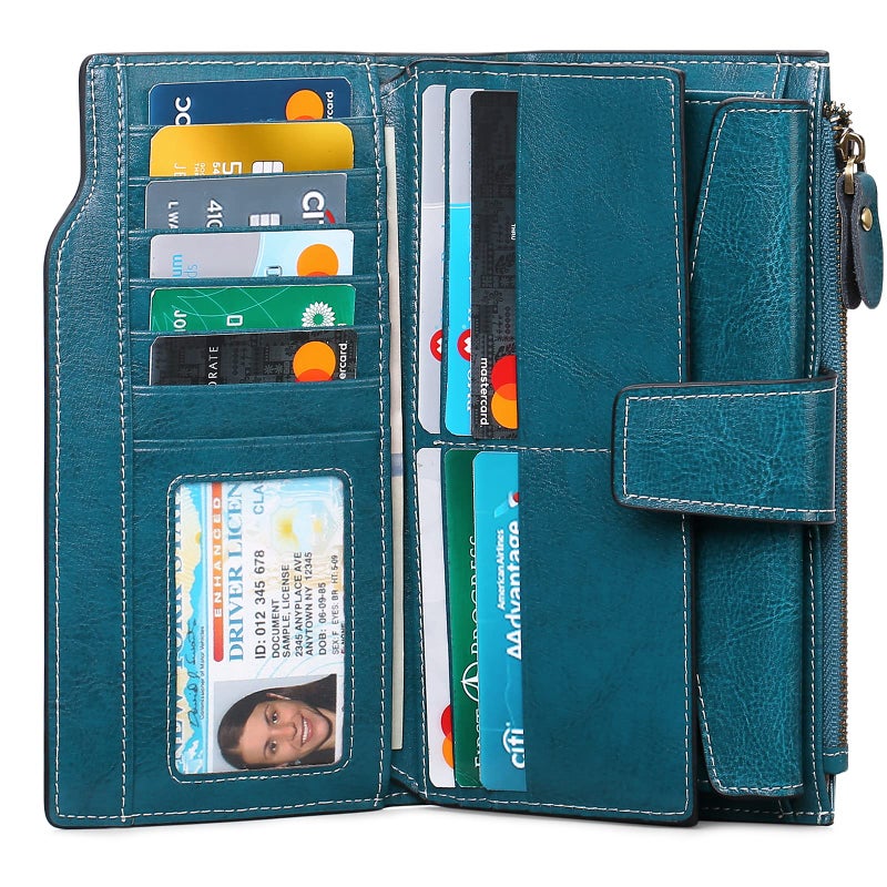 SENDEFN Women Leather Wallets RFID Blocking Clutch Card Holder Ladies Purse with Zipper Pocket - Image 2