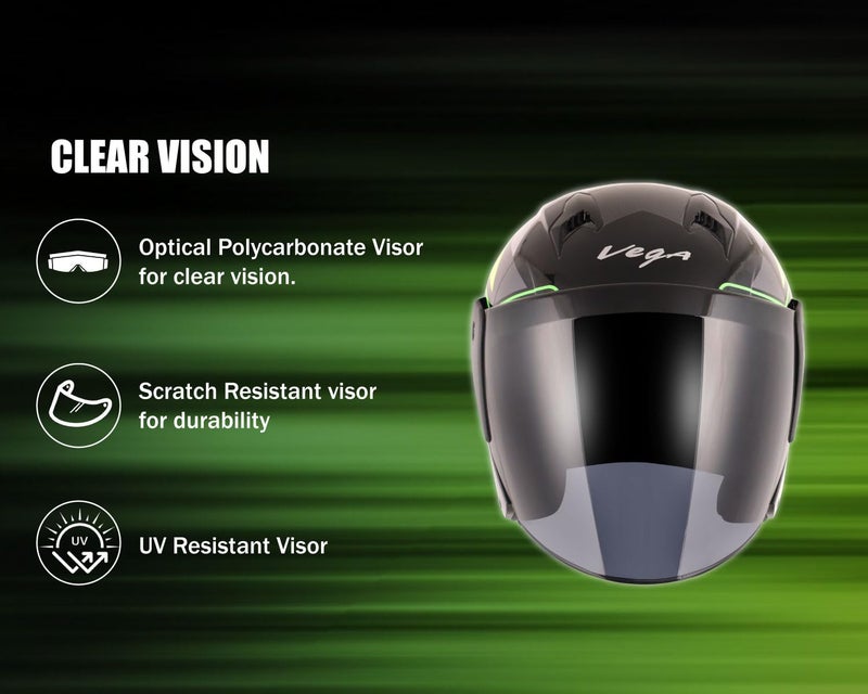 Vega Lark Legend Black Neon Yellow Helmet (Large) - Image 4