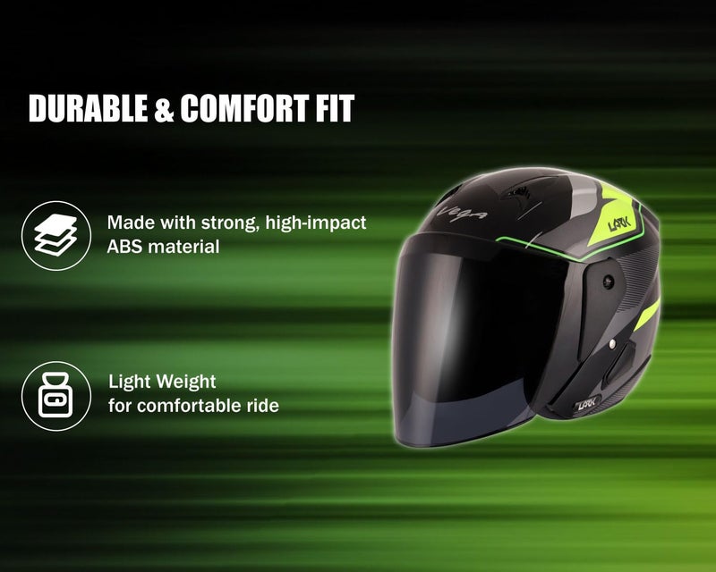 Vega Lark Legend Black Neon Yellow Helmet (Large) - Image 3