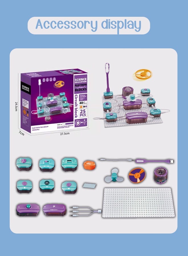 Joudiplay Science Kits for Kids, STEM Kits for Kids, Electronics Exploration Kit, 101 Experiments Learning Electricity, 25 PCS Circuit Blocks Boar, DIY Electronics Exploration Kit, Physics Science Circuits Toy - Image 4