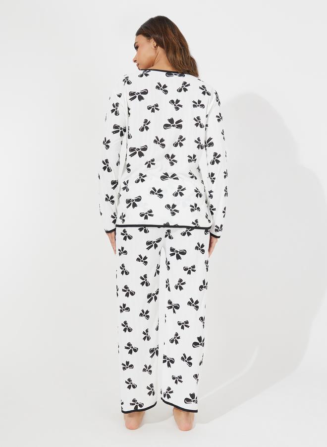 تايك تو طقم من بنطال بيجاما وبلوزة باكمام طويلة - Image 4