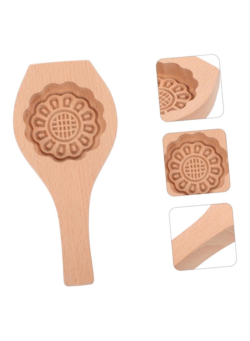 asmat Floral fresh flowers wooden stamps matzo crackers DIY Baking moon cake pan Wooden cake Handmade Mooncake Mould Flower Design Mooncake Mold Baking Tool.  - Image 2