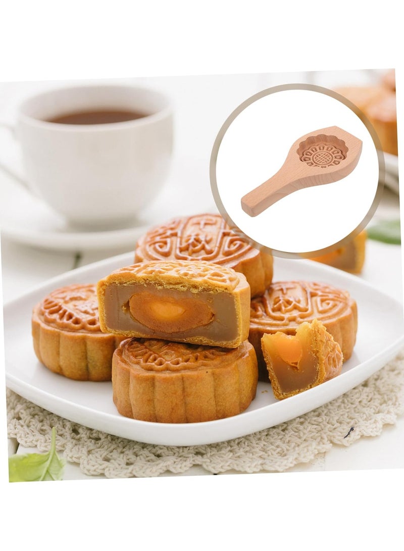 asmat Floral fresh flowers wooden stamps matzo crackers DIY Baking moon cake pan Wooden cake Handmade Mooncake Mould Flower Design Mooncake Mold Baking Tool.  - Image 3