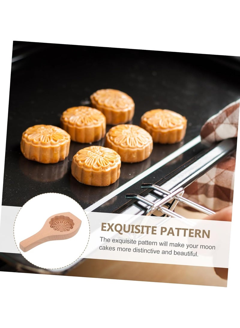 asmat Floral fresh flowers wooden stamps matzo crackers DIY Baking moon cake pan Wooden cake Handmade Mooncake Mould Flower Design Mooncake Mold Baking Tool.  - Image 4