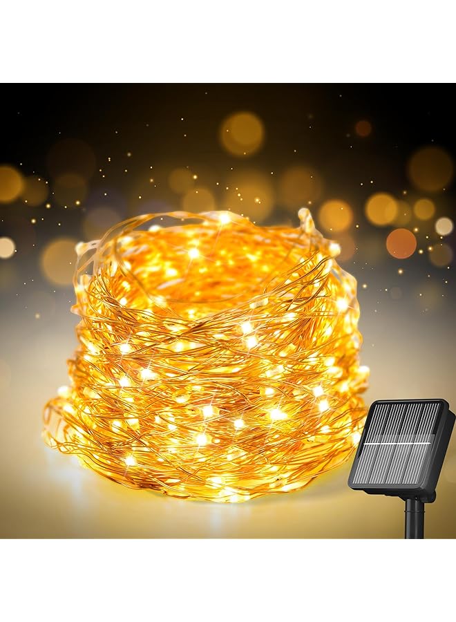 The Bros Solar String Lights for Outdoor, 12M 100 LED Solar Christmas String Lights Outdoor Waterproof, Solar Tree Lights with 8 Lighting Modes for Party Garden Patio Christmas Decor (Warm White)  - Image 1