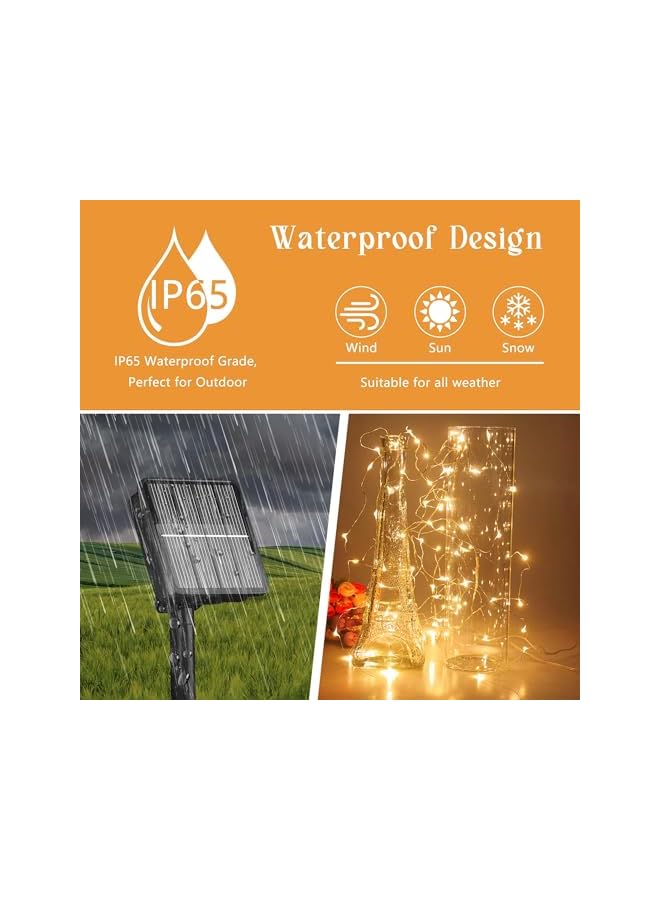The Bros Solar String Lights for Outdoor, 12M 100 LED Solar Christmas String Lights Outdoor Waterproof, Solar Tree Lights with 8 Lighting Modes for Party Garden Patio Christmas Decor (Warm White)  - Image 5
